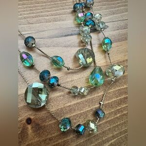 Kenneth Cole Gold colored Necklace with Green and Blue Beads